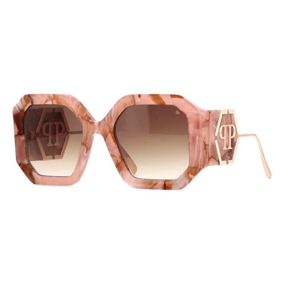 New PHILIPP PLEIN Diva Havana Square SPP067 06Z8 Sunglasses Women - Picture 1 of 4
